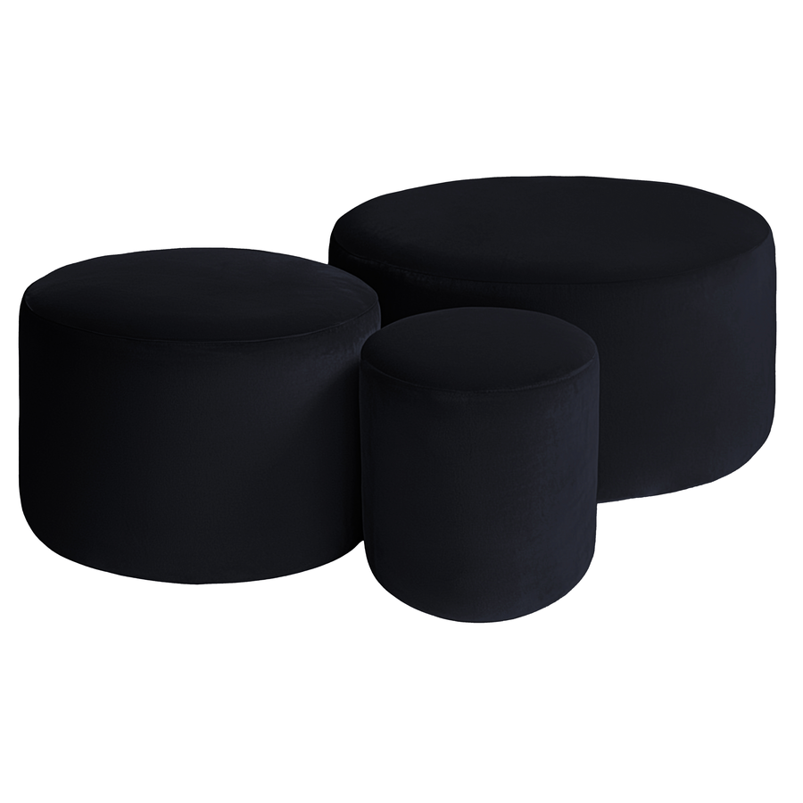 Набор пуфов "Фуфик" | черный бархат - Фото миниатюра 1