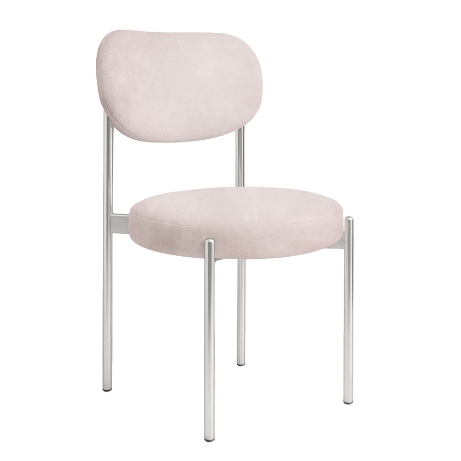 Стул "Марсель" серебряный, бледно-розовый бархат