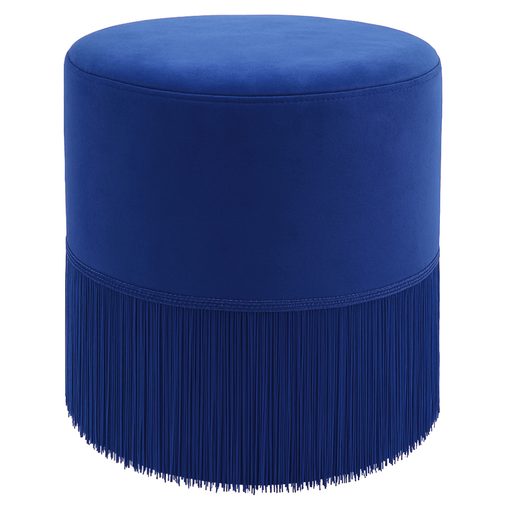 Пуфик "Фуфик" с бахромой мини синий Ван Гога бархат - Фото миниатюра 1