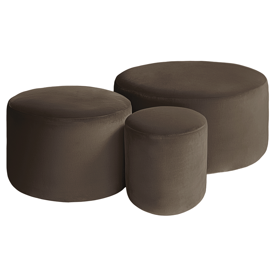 Набор пуфов "Фуфик" | шоколадный бархат - Фото миниатюра 1