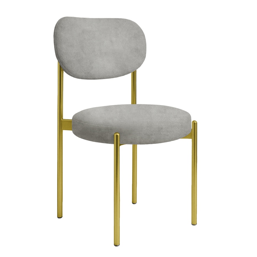 Стул "Марсель" золотой, серый бархат - Фото миниатюра 1