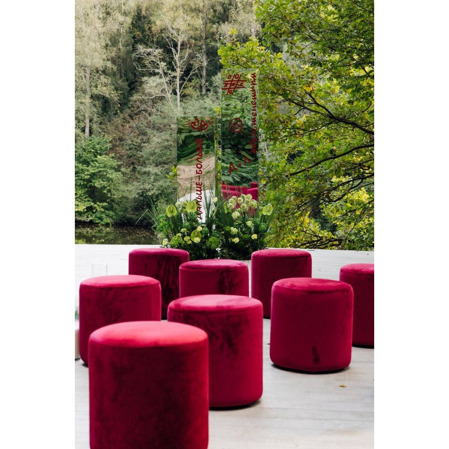 Пуфик "Фуфик" мини гранатовый бархат - Фото миниатюра 2