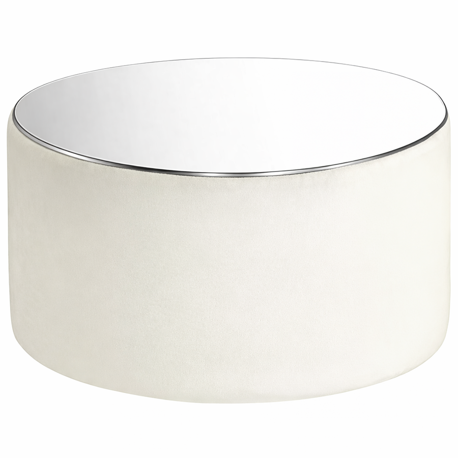 Столик пуфик "Фуфик" миди жемчужный бархат - Фото миниатюра 1