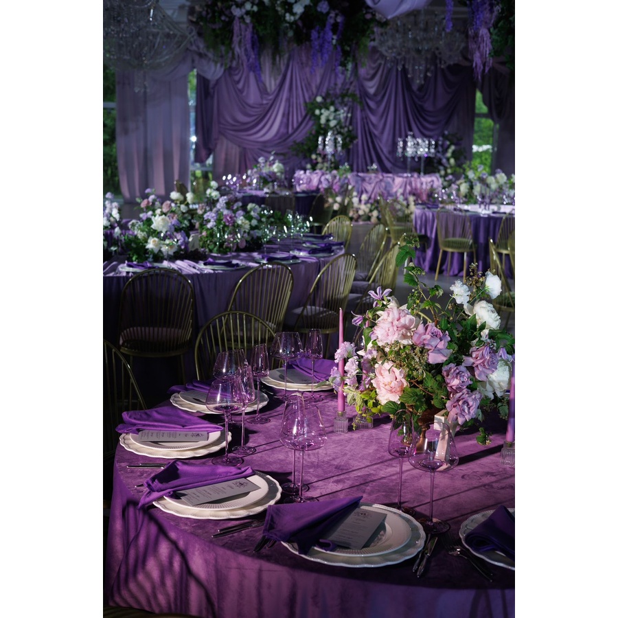 Скатерть бархатная "Бета" | фиалковая круглая - Фото миниатюра 4