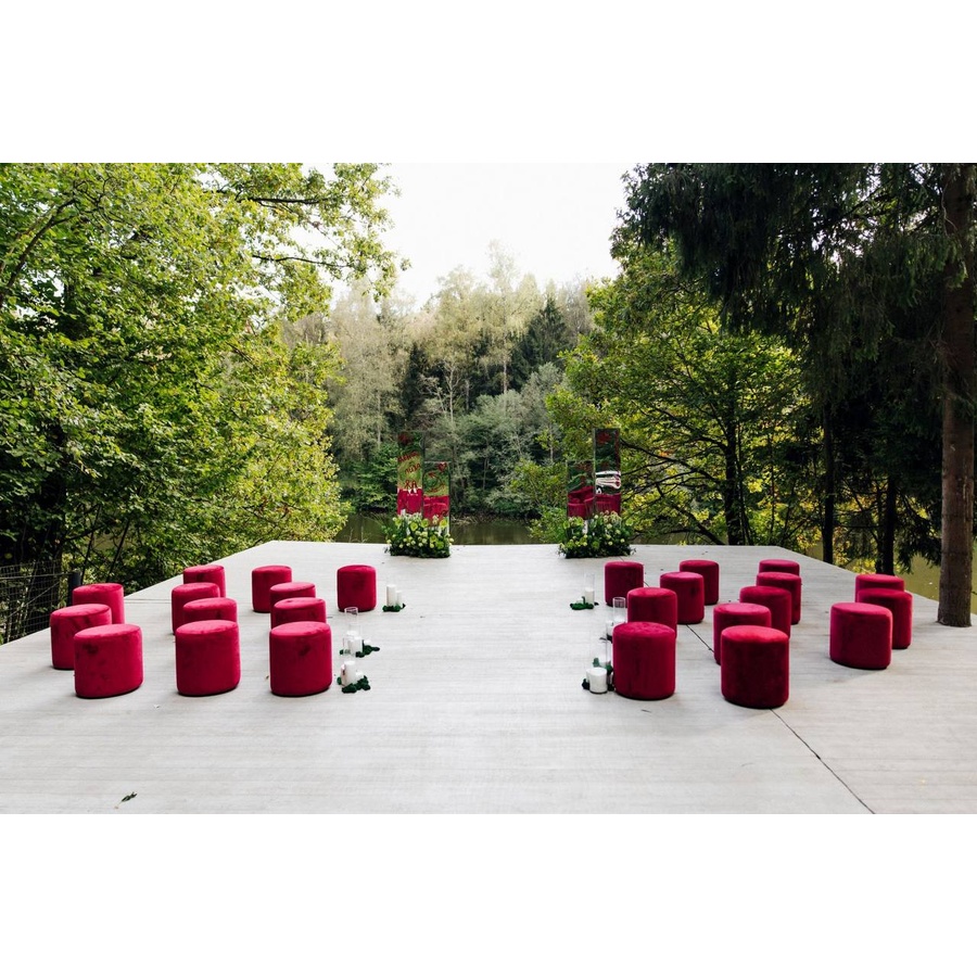 Пуфик "Фуфик" мини гранатовый бархат - Фото миниатюра 3