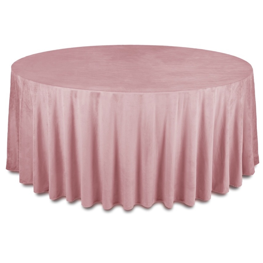 Скатерть бархатная "Бета" розовая сакура круглая - Фото миниатюра 1