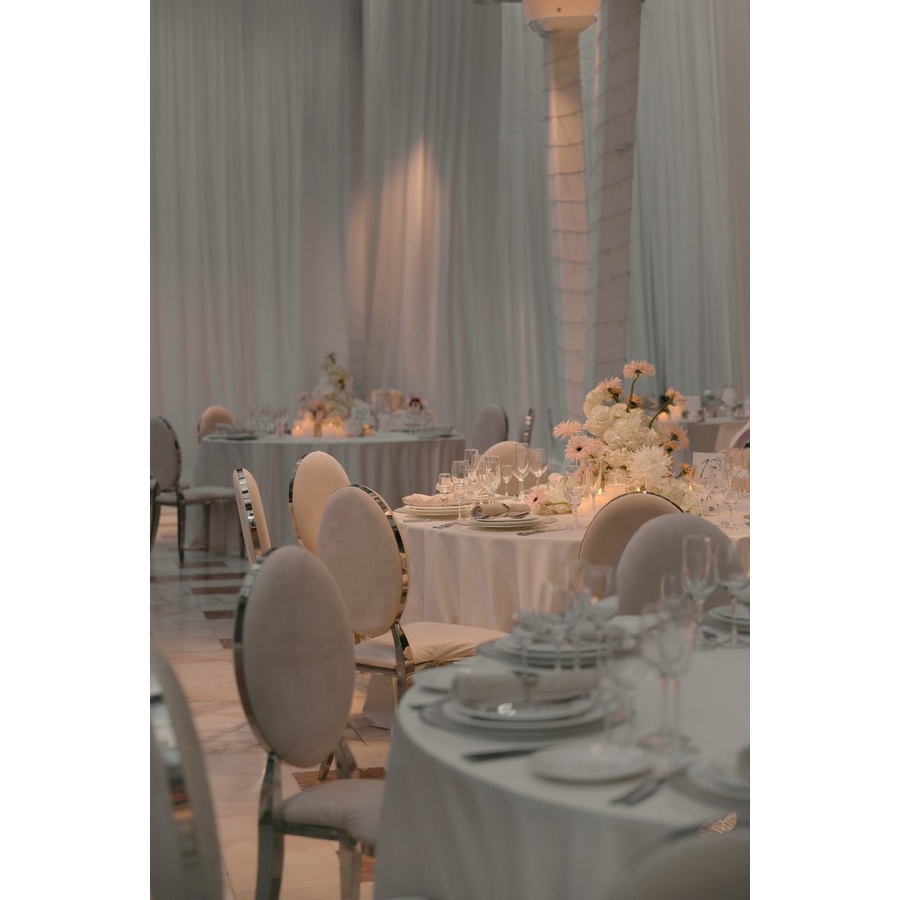 Скатерть "Шелк" кремовая круглая - Фото миниатюра 3