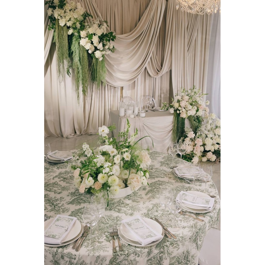 Скатерть "Каппа" Диор зеленая круглая - Фото миниатюра 3