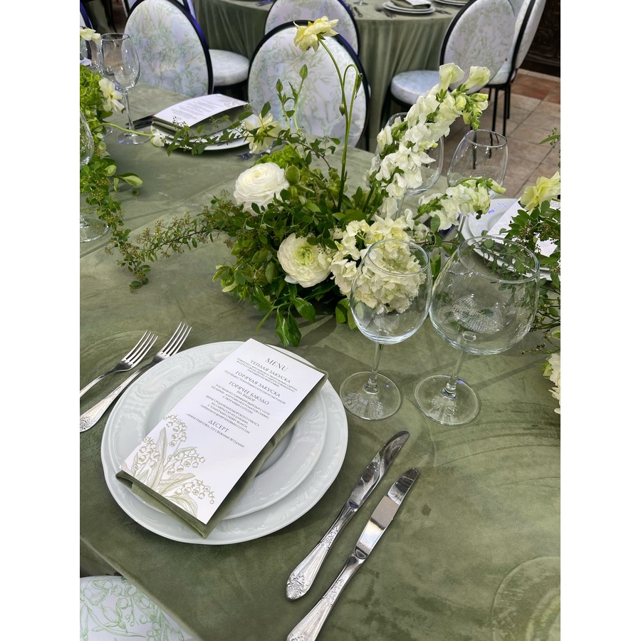 Скатерть бархатная "Бета+" светло-зеленая прямоугольная - Фото миниатюра 4