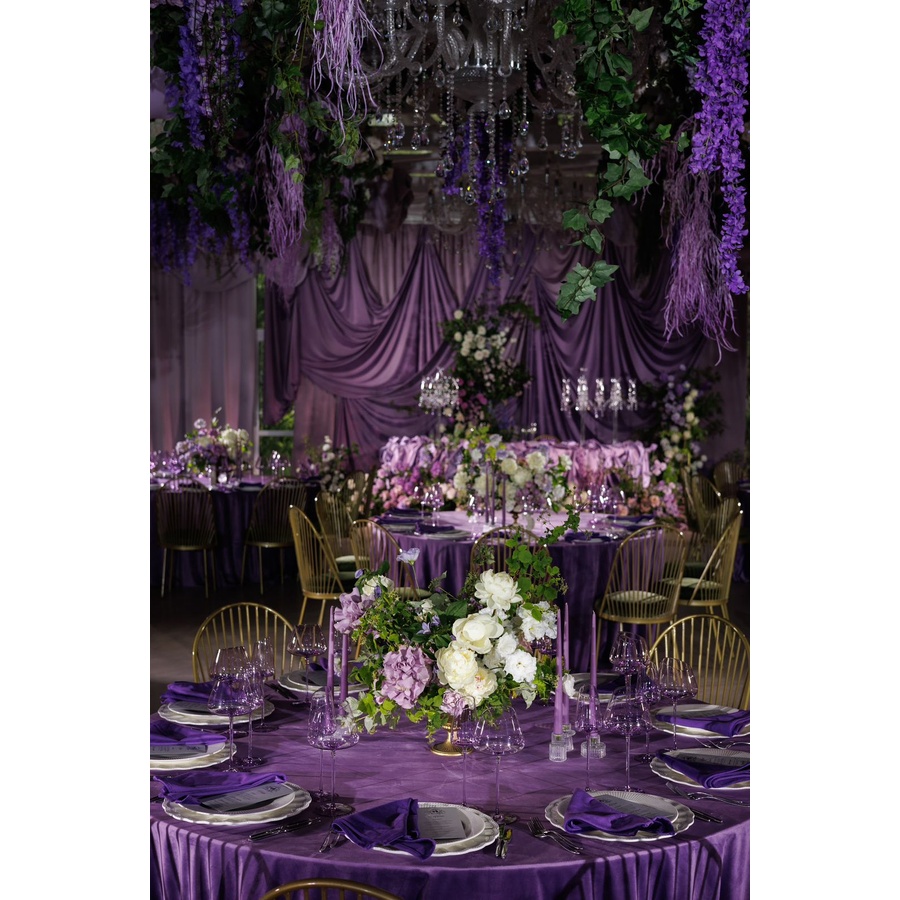 Скатерть бархатная "Бета" | фиалковая круглая - Фото миниатюра 3