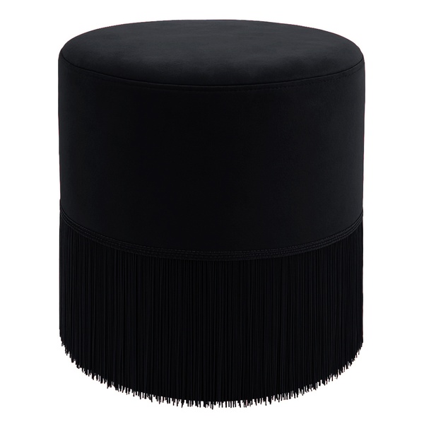 Пуфик "Фуфик" с бахромой мини черный бархат