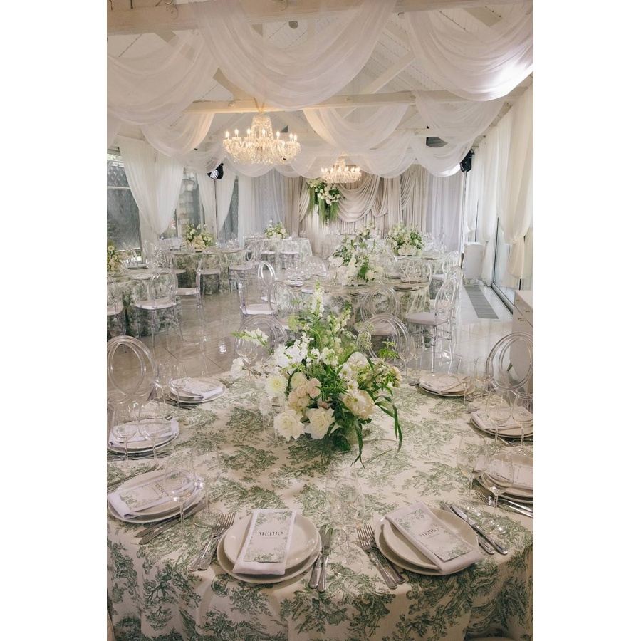 Скатерть "Каппа" Диор зеленая круглая - Фото миниатюра 2