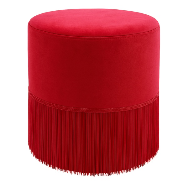 Пуфик "Фуфик" с бахромой мини клубничный бархат