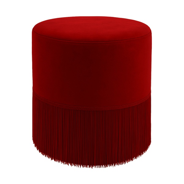 Пуфик "Фуфик" с бахромой мини гранатовый бархат 