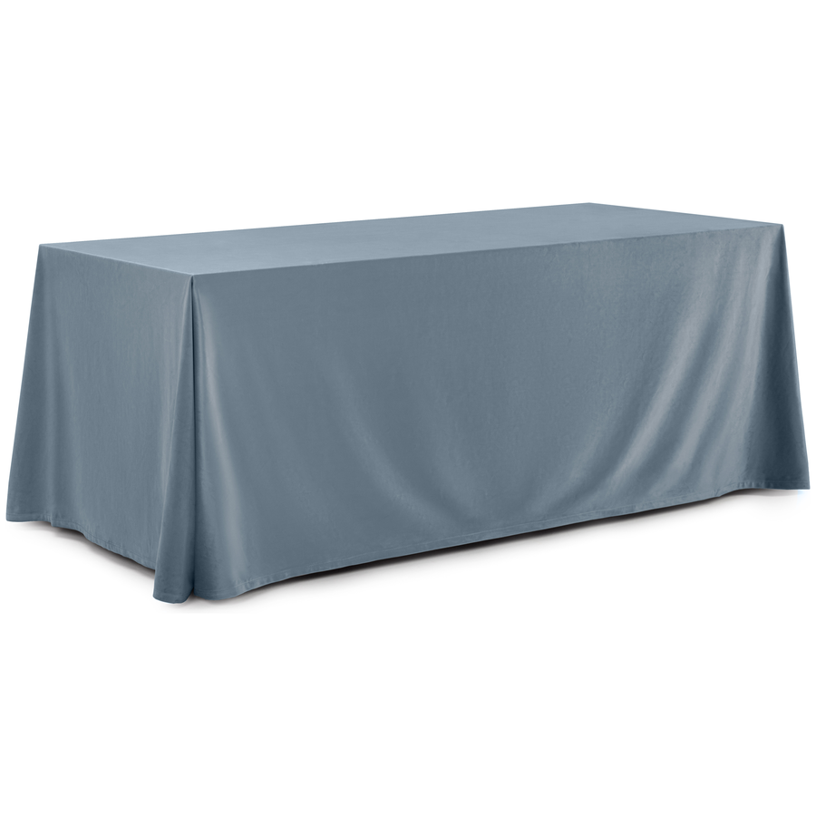 Скатерть прямая широкая бархатная серо-голубая - Фото миниатюра 1
