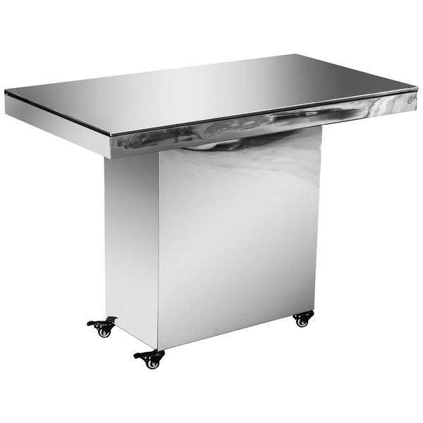 Стол для торта серебряный прямоугольный с зеркальной столешницей