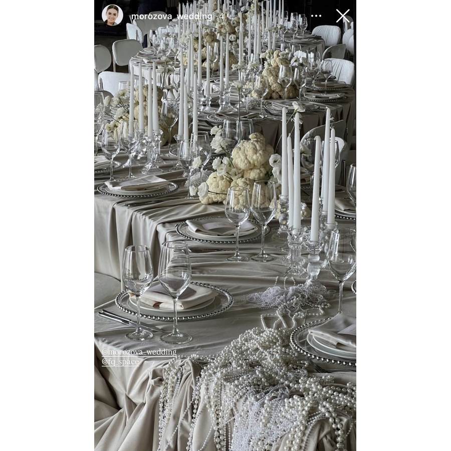 Подстановочная тарелка «Бусинки» прозрачная с серебряными бусинами - Фото миниатюра 2