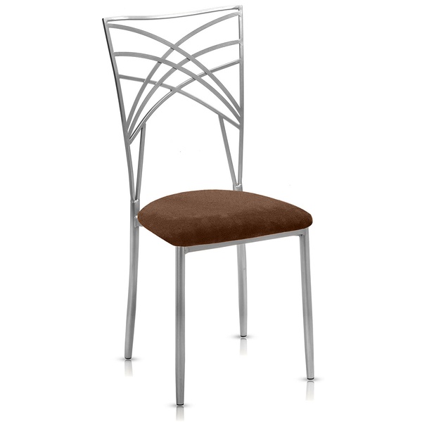 Стул «Хамелеон» серебряный, горький шоколад подушка из бархата 