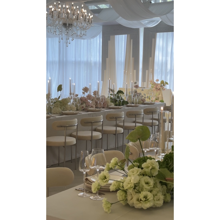 Стул «Лира» серебряный, сливочно-молочный бархат - Фото миниатюра 2