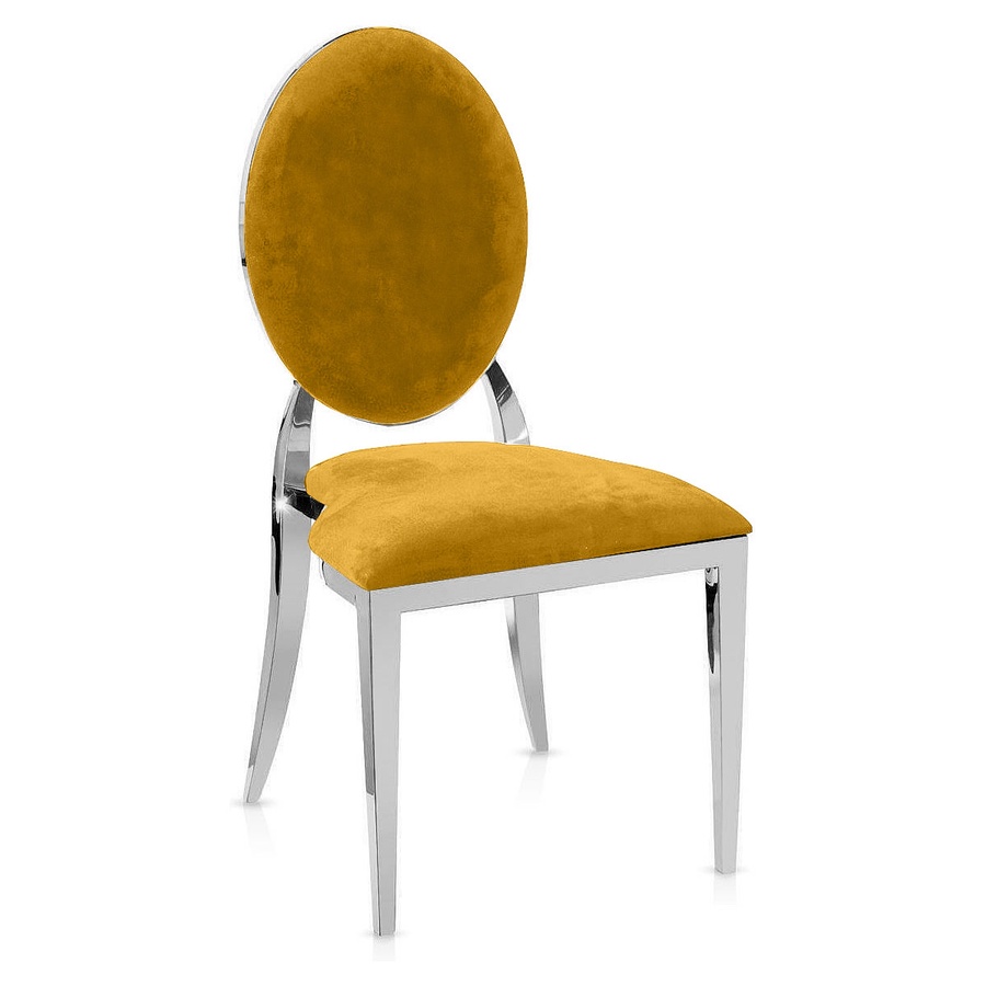 Стул «Вашингтон» серебряный, горчичные подушки из бархата - Фото миниатюра 1