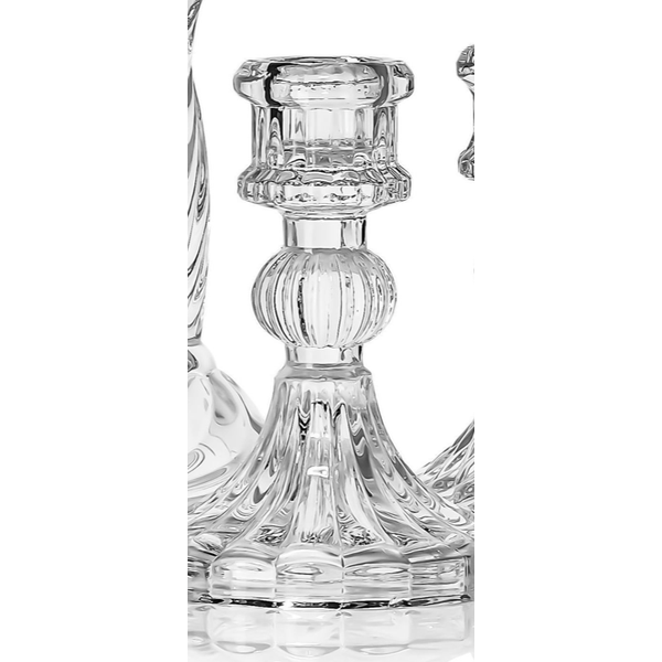 Подсвечник "Фортуна" прозрачный средний полоска