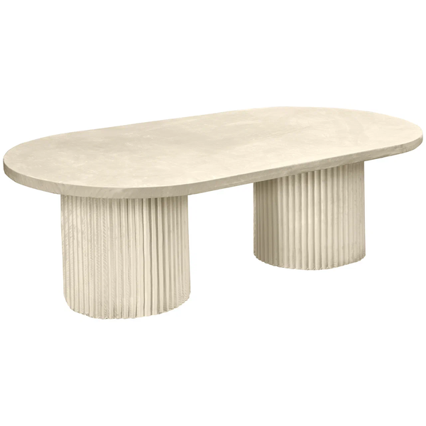 Стол «Арис» овальный, бархат светло-бежевый