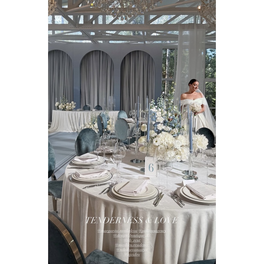 Скатерть круглая бархатная белая - Фото миниатюра 3