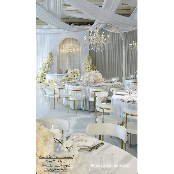 Стул «Лира» золотой, белый теплый бархат - Фото 2