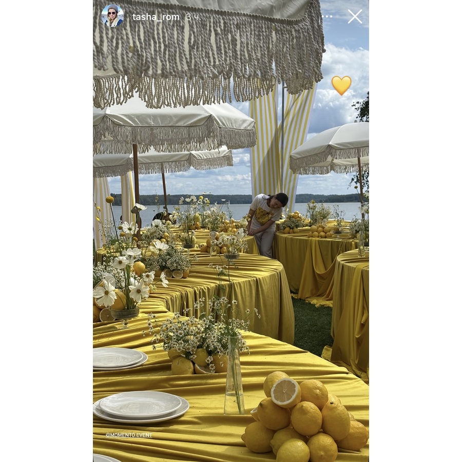 Скатерть прямая широкая бархатная желтая - Фото миниатюра 3