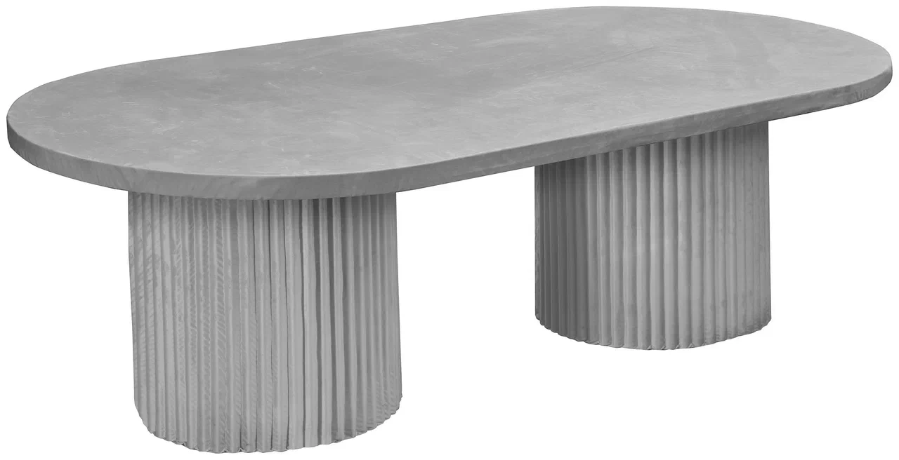 Стол «Арис» овальный, бархат светло-серый - Фото миниатюра 1