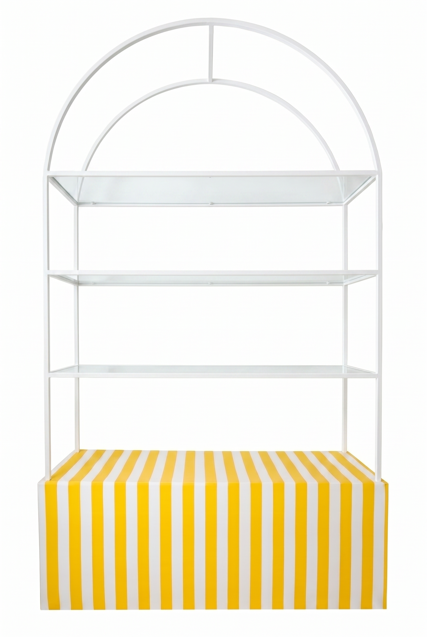 Стеллаж Арчи Белый, перекрас + тумба желто-белая полоска  