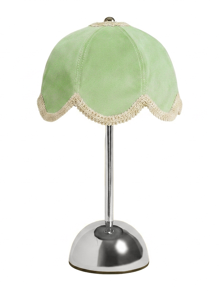 Лампа Дом Цветочек, серебро + велюр весенняя зелень + молочная тесьма (копия)