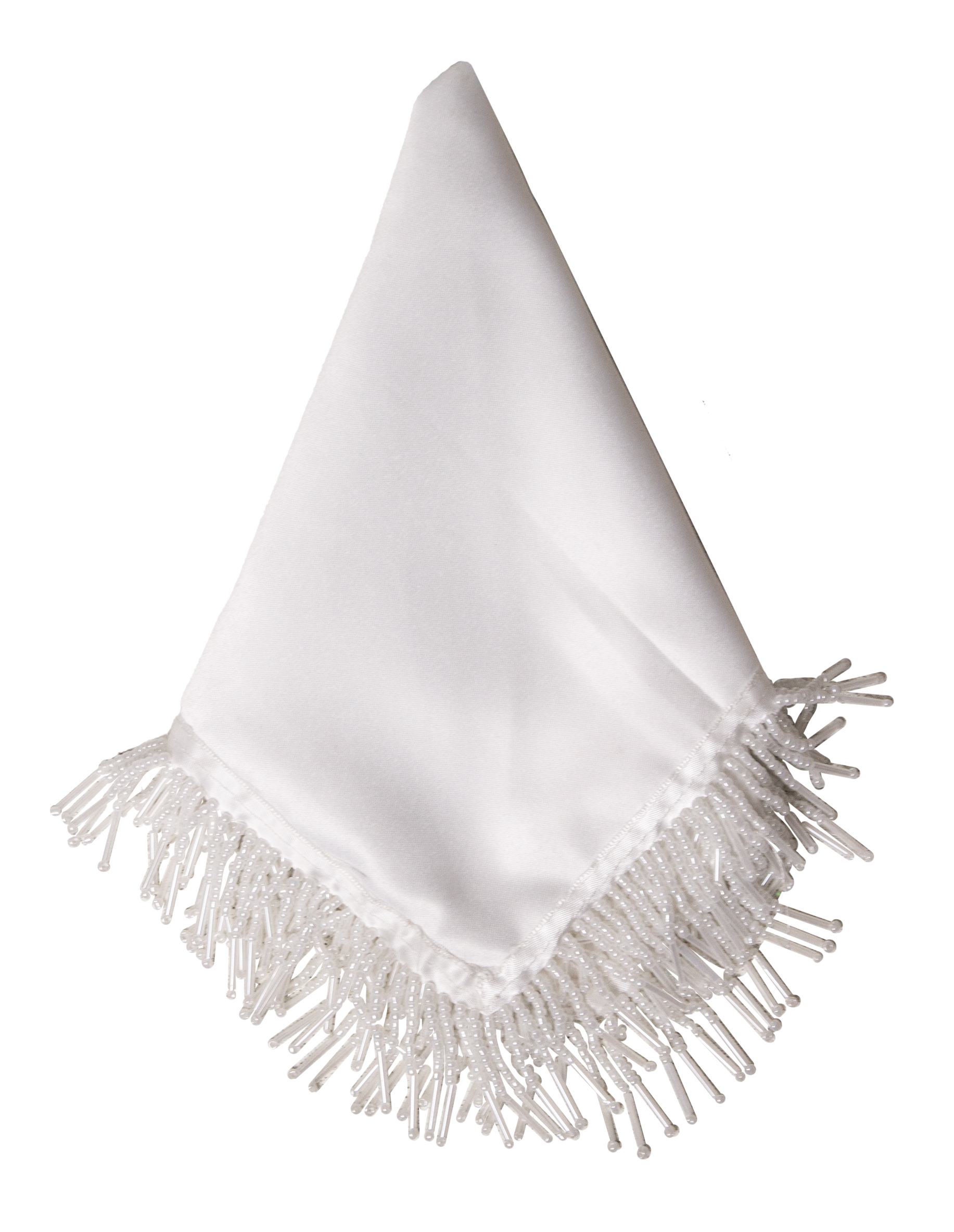 Салфетка Сатин Премиум, белая с бисером