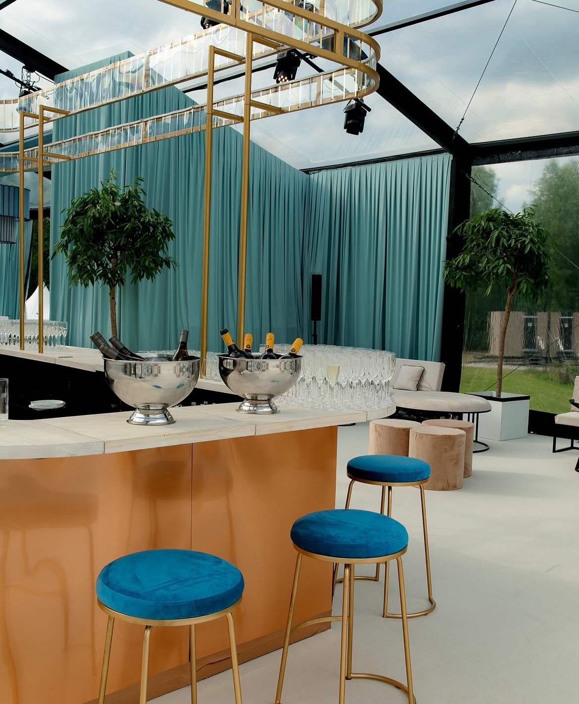 Стул барный Модерн Сэддл Морская волна (любой оттенок каркаса)