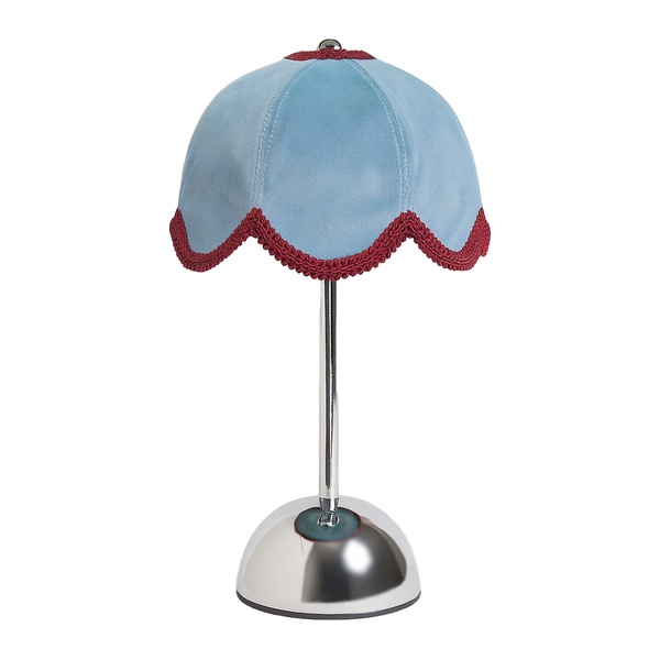 Лампа Dome Цветочек, голубой велюр + бордовая тесьма - Фото 1