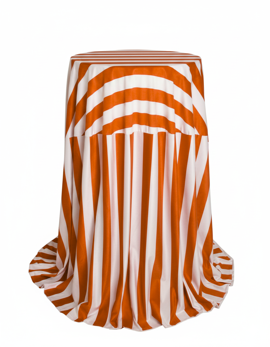 Скатерть для коктейльного столика, оранжево-белая полоска 