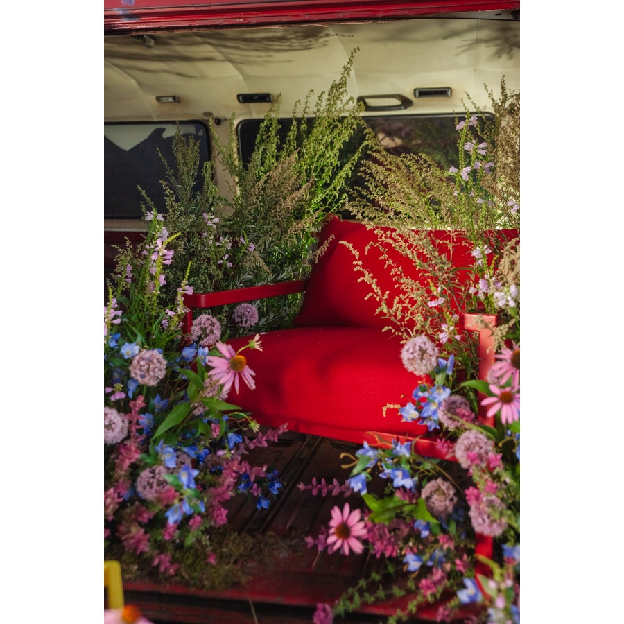 Кресло Huggi, Красный бархат + Red Teddy - Фото миниатюра 5