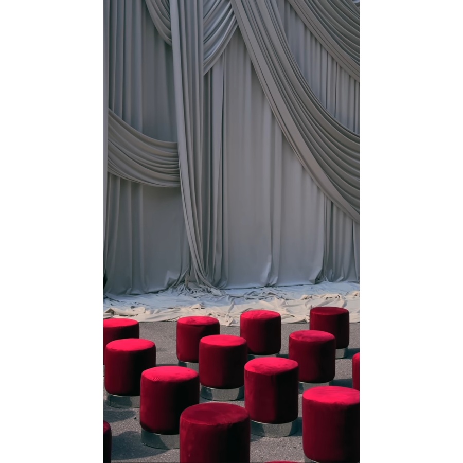 Пуф Цилиндр Серебряный обод, Малиново-красный - Фото миниатюра 3