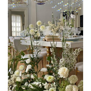 Стол-змейка-80, золотой, столешница белый МДФ, 1 модуль - Фото 9