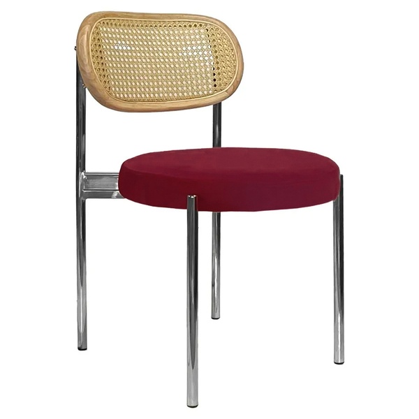 Стул Modern Silver, Natural Rotango + Bordeaux