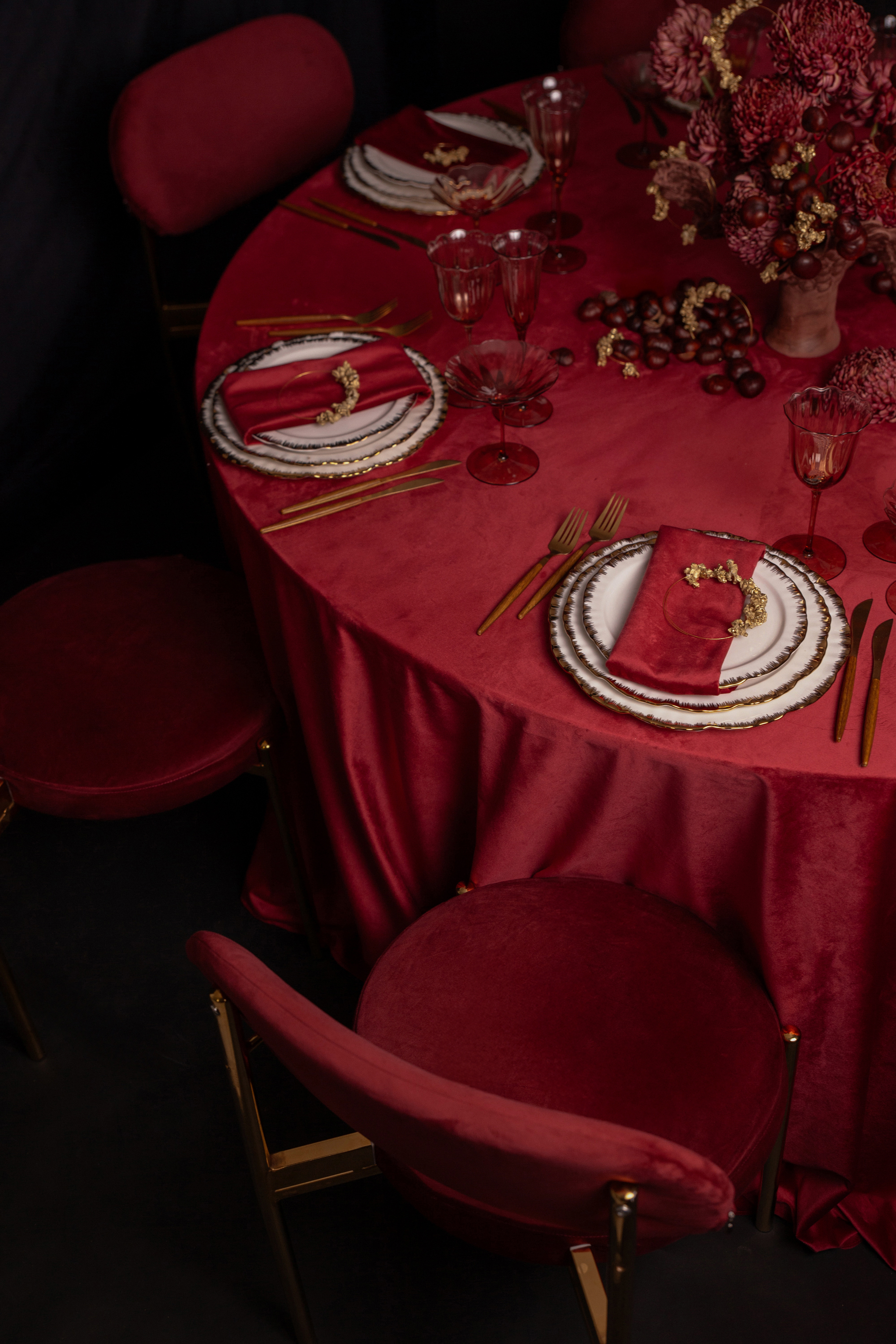 Салфетка велюр, пьяная вишня