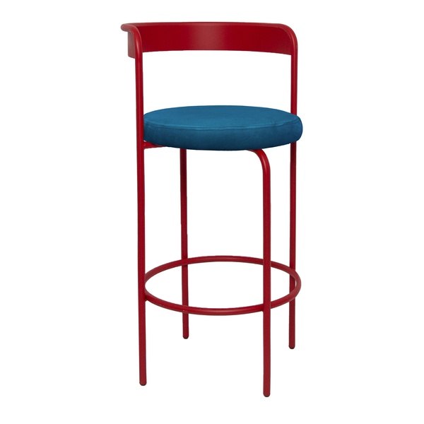 Стул барный Колори Красный бархат + Морская волна