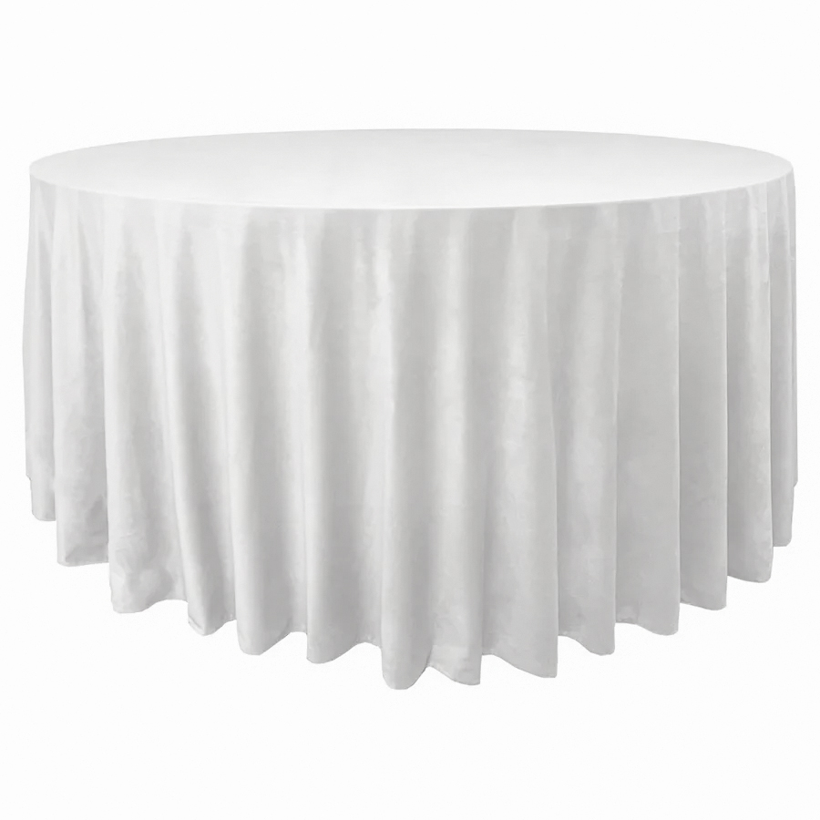 Скатерть велюр, круглая, белоснежная