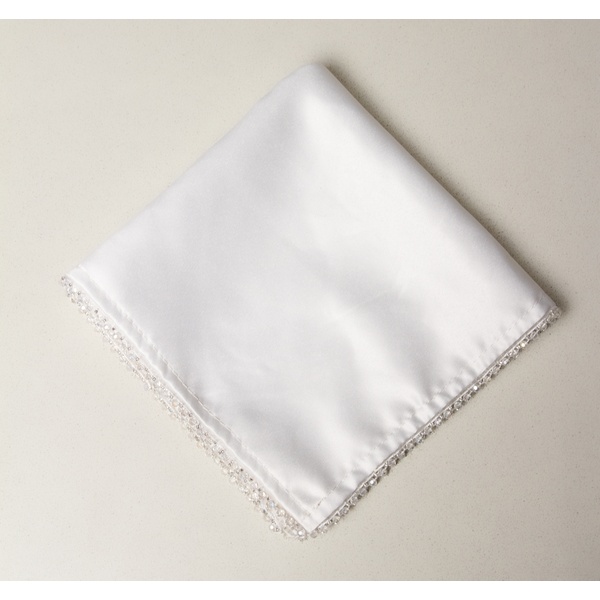 Салфетка Сатин Премиум, белая с бусинами - изображение 2