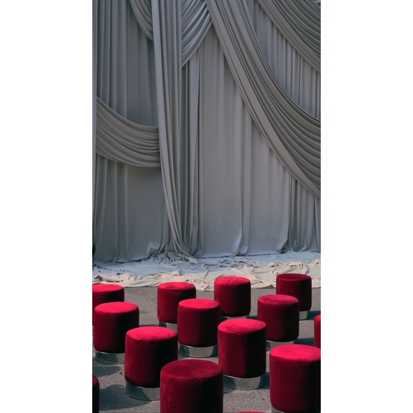 Пуф Цилиндр Серебряный обод, Малиново-красный - изображение 3