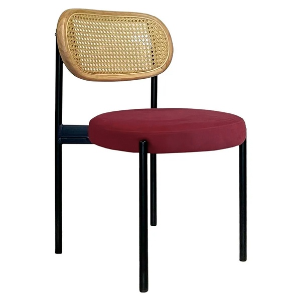 Стул Modern Black, Natural Rotango + Bordeaux