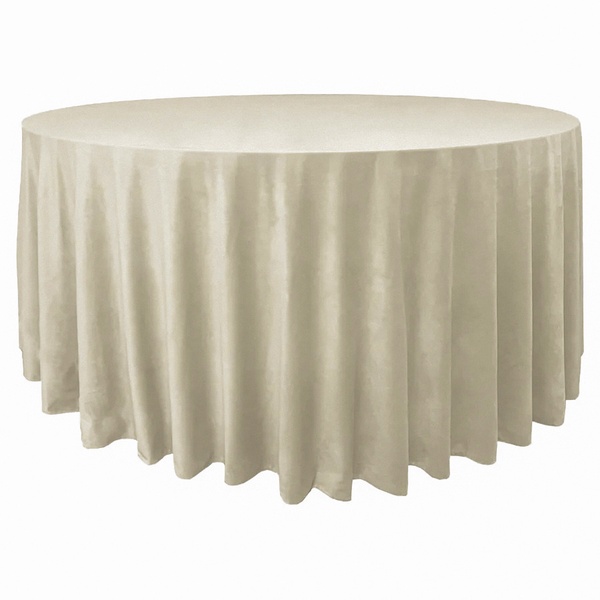 Скатерть велюр, круглая, песочная XL 