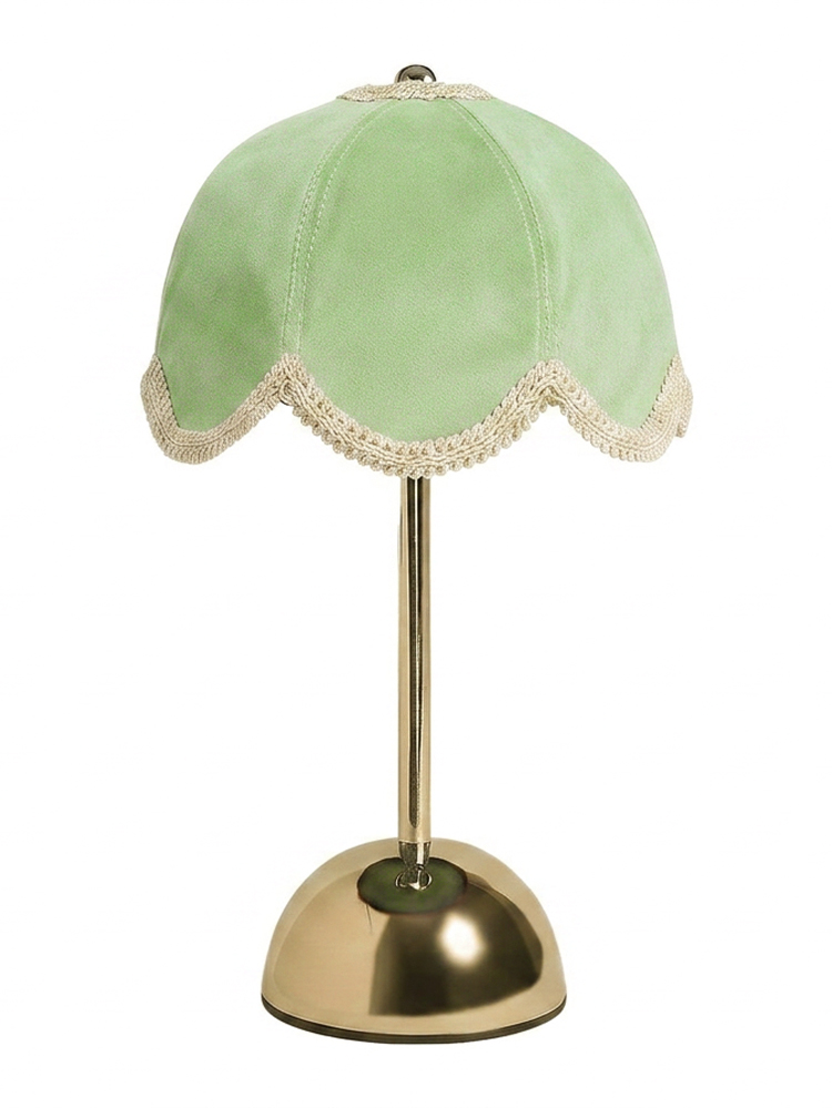 Лампа Дом Цветочек, золото + велюр весенняя зелень + молочная тесьма