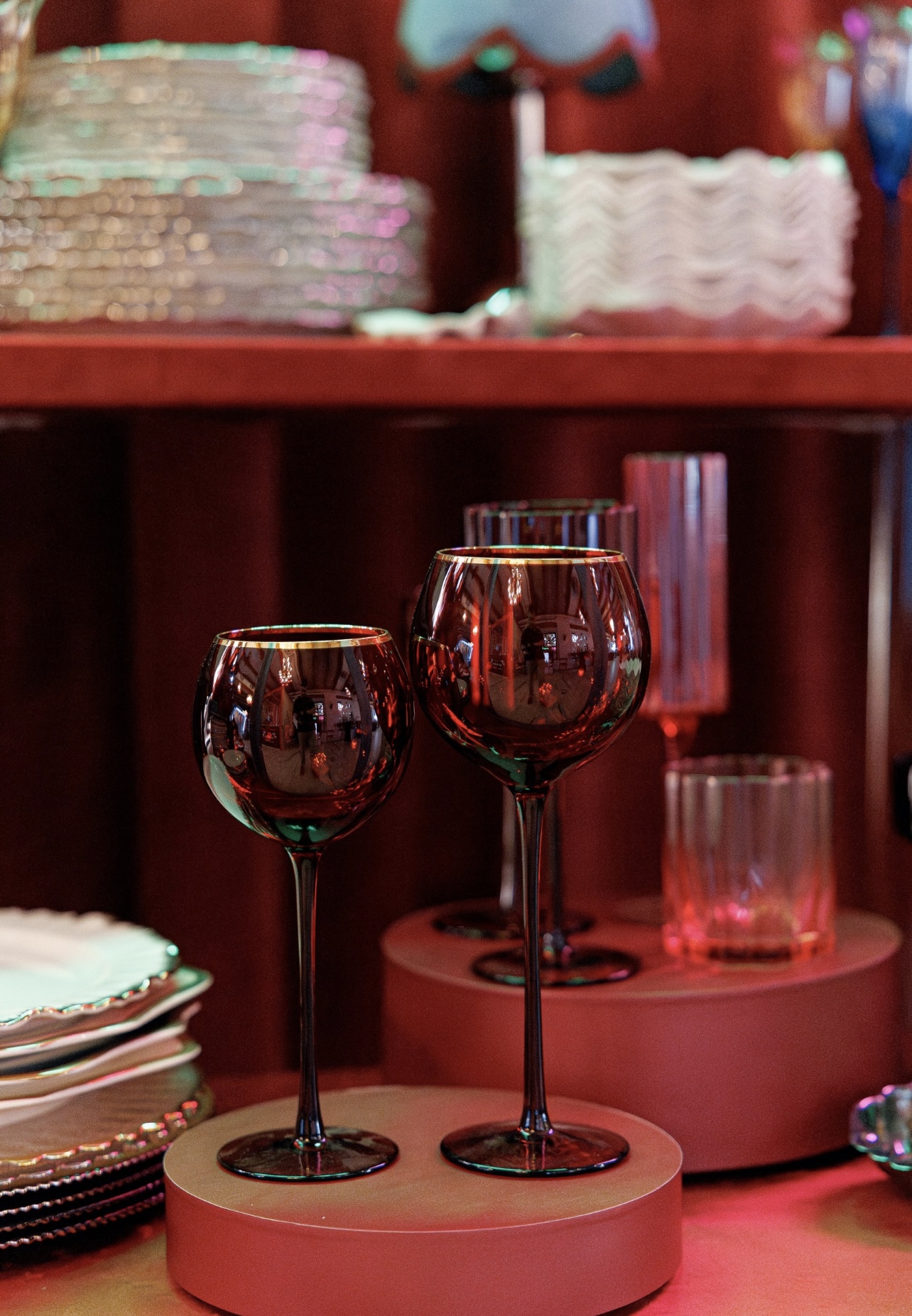 Бокал Сирен Л рубиновый с золотой каймой