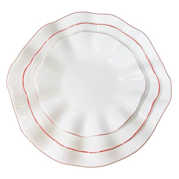 Сервировочная тарелка Lotus red rim  - Фото 3